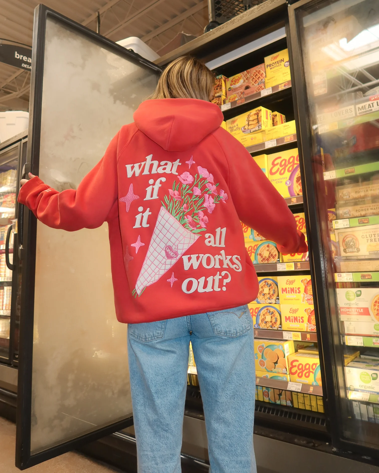 "What If" Oversized Lux Hoodie in Red - Image 9