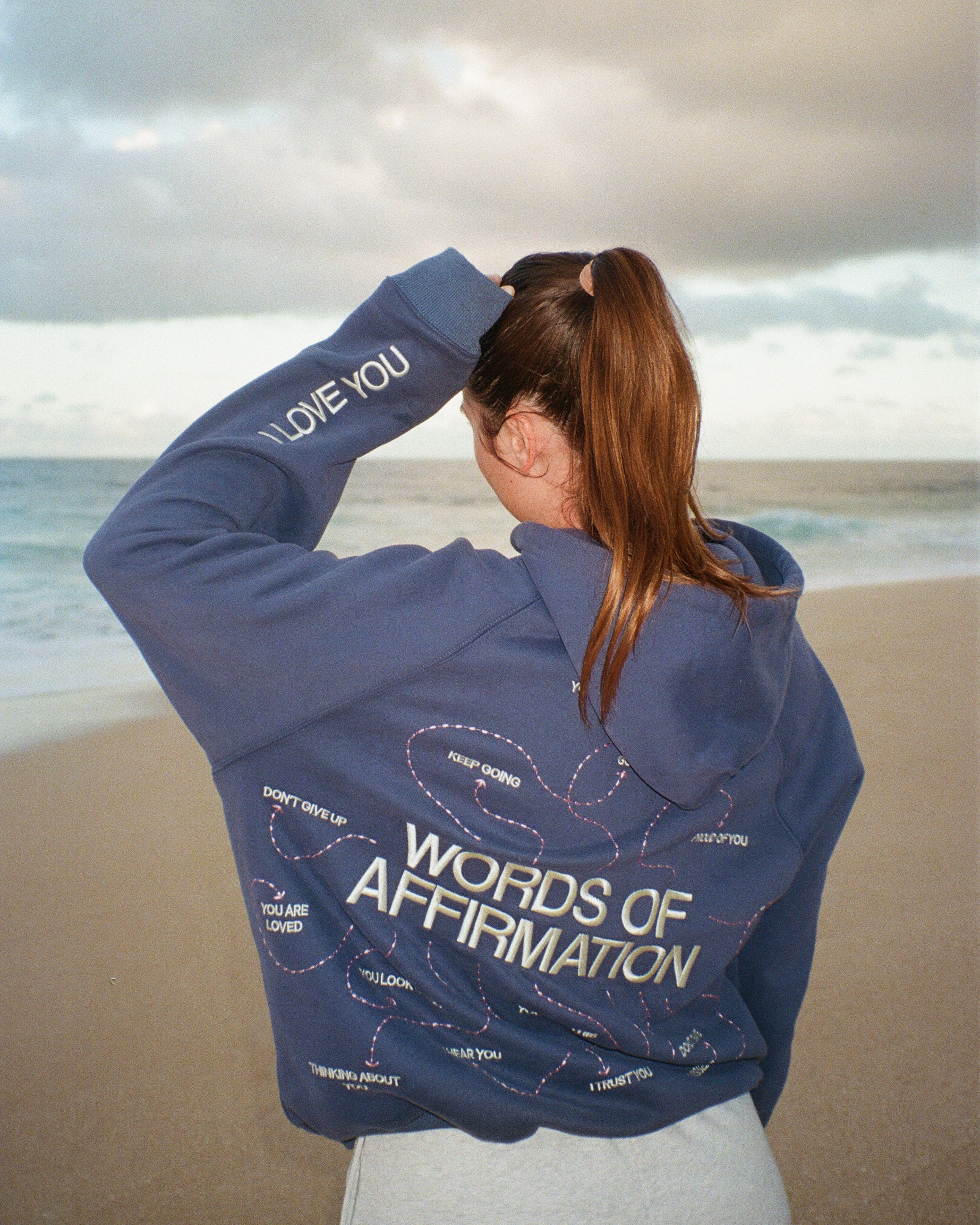 "Words of Affirmation" Oversized Lux Hoodie in Blue - Image 10