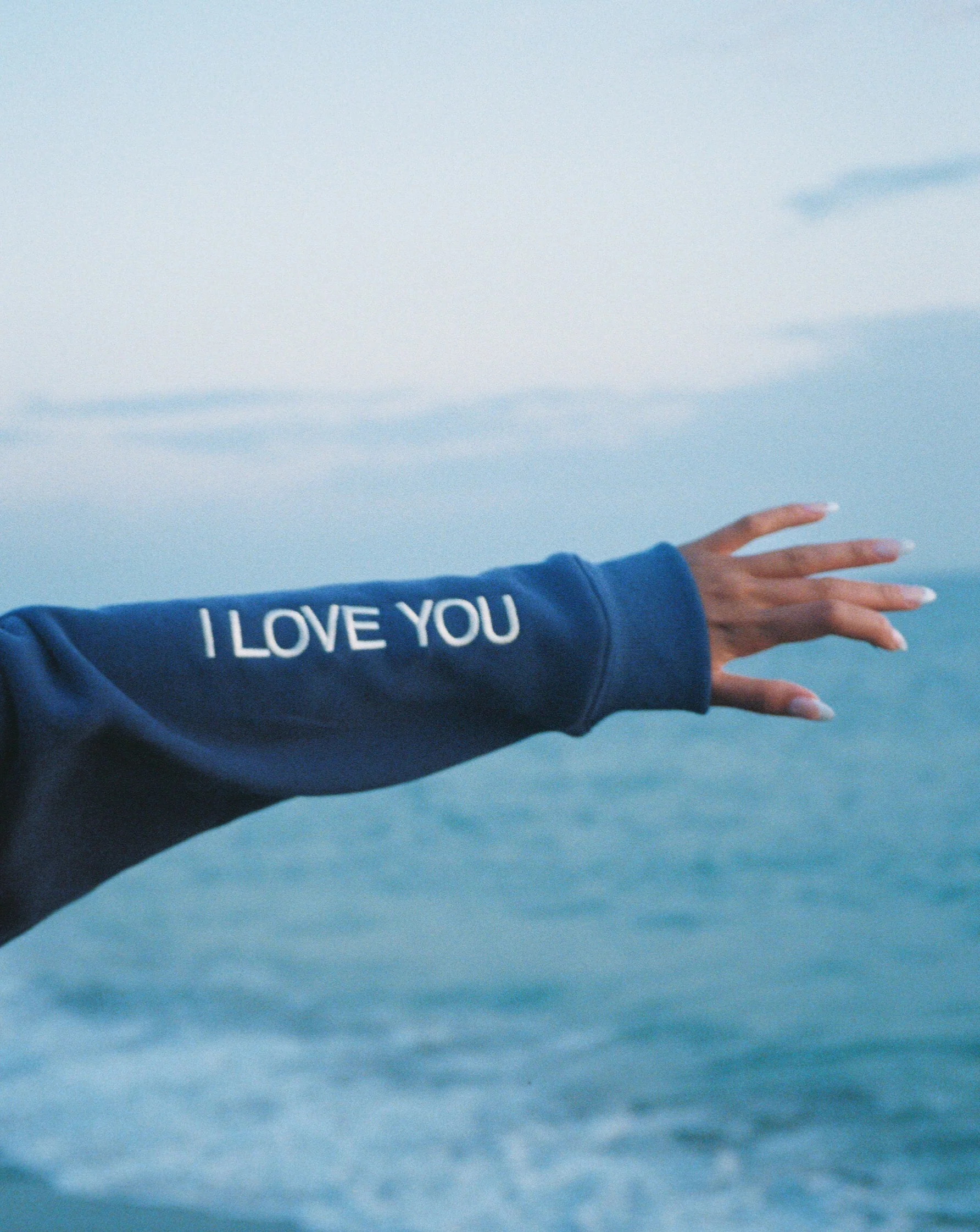 "Words of Affirmation" Oversized Lux Hoodie in Blue - Image 6