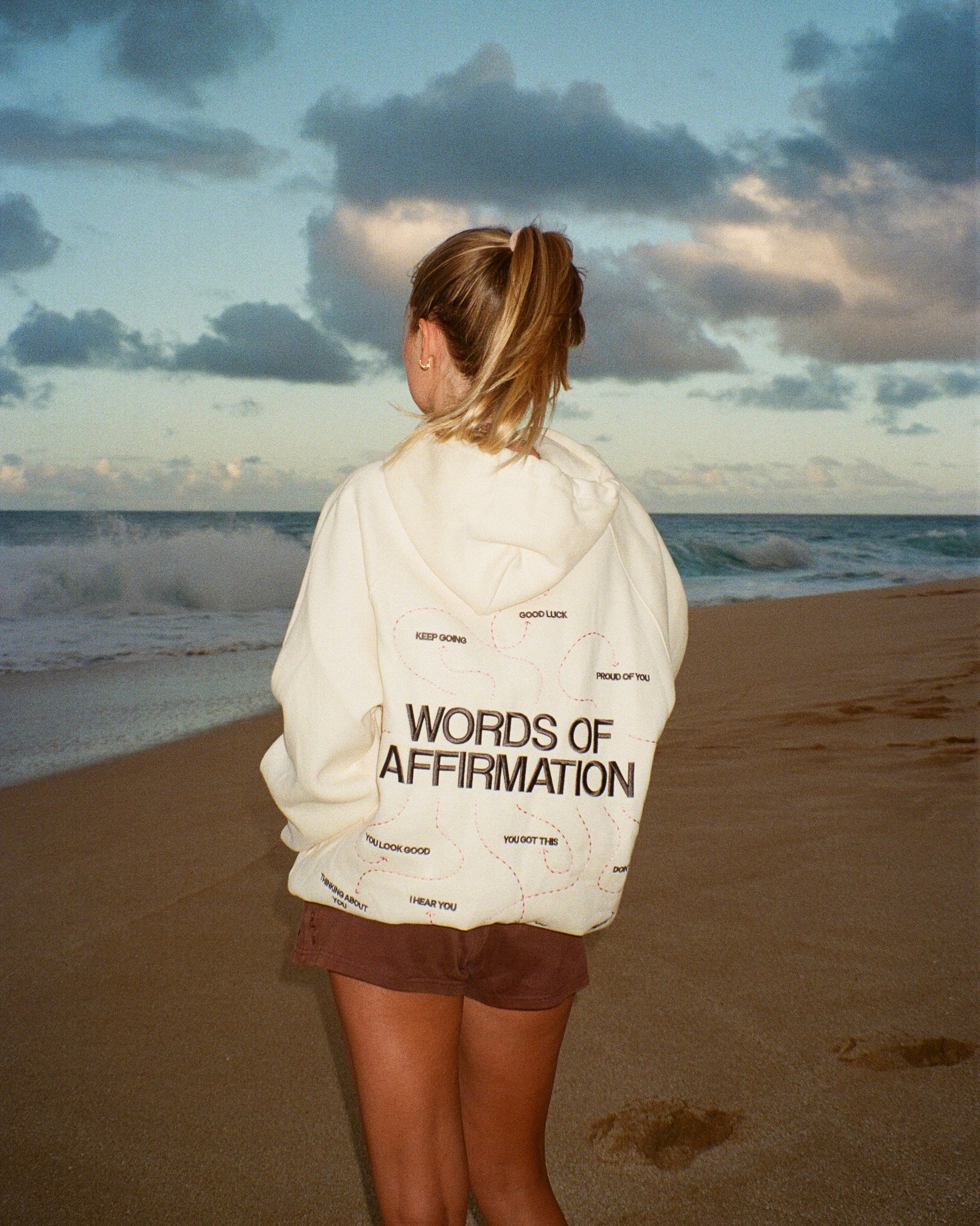 "Words of Affirmation" Oversized Lux Hoodie in Cream - Image 3